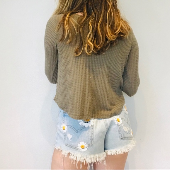 Pacsun green waffle knit cropped thermal - Picture 5 of 7